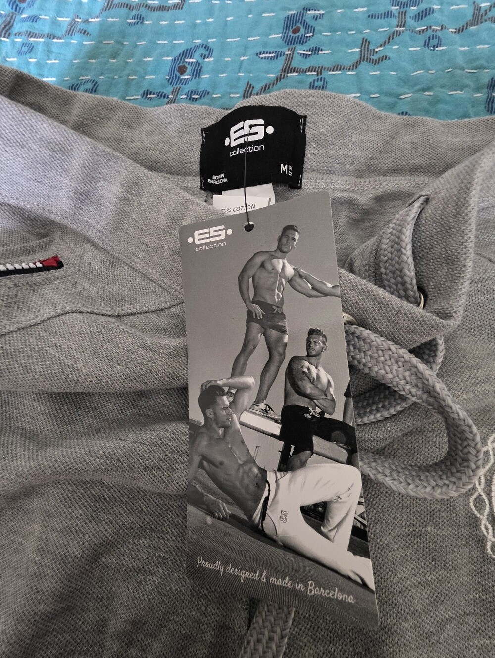 ES Collection Men's Light Gray WORKOUT SHORTS with Drawstring and Zipper Pockets